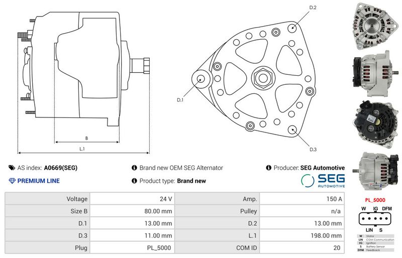 AS-PL A0669(SEG) Alternator