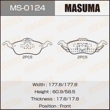 Комплект гальмівних колодок, Masuma MS-0124