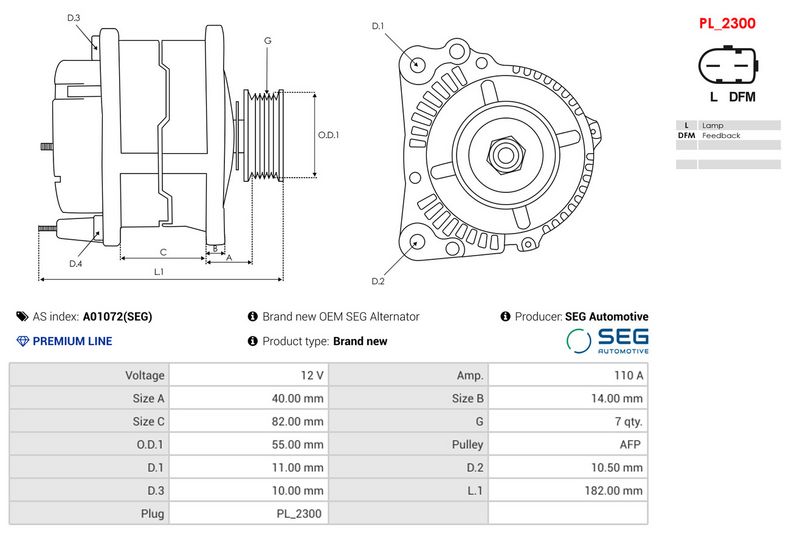 Brand new OEM SEG Alternator