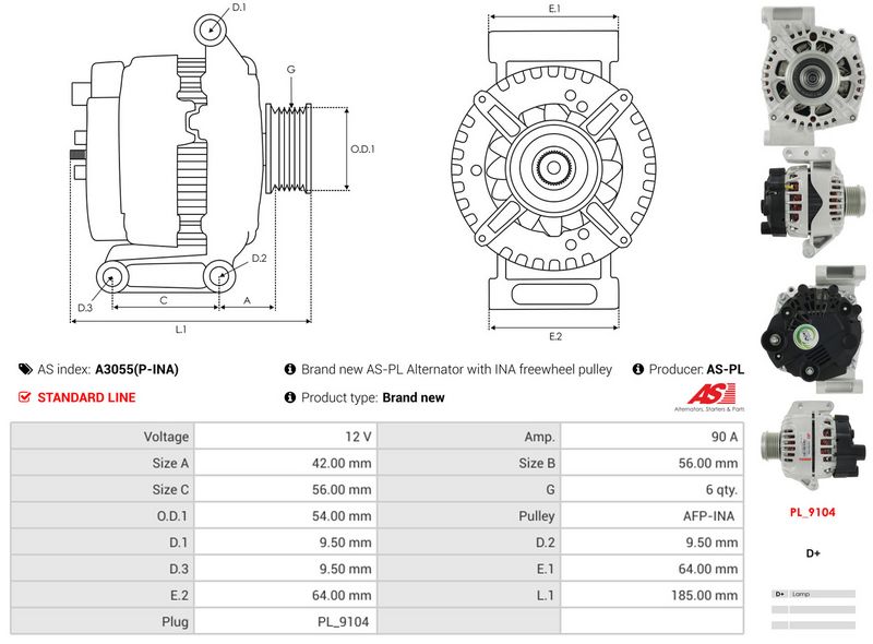 Generaator, AS-PL A3055(P-INA)