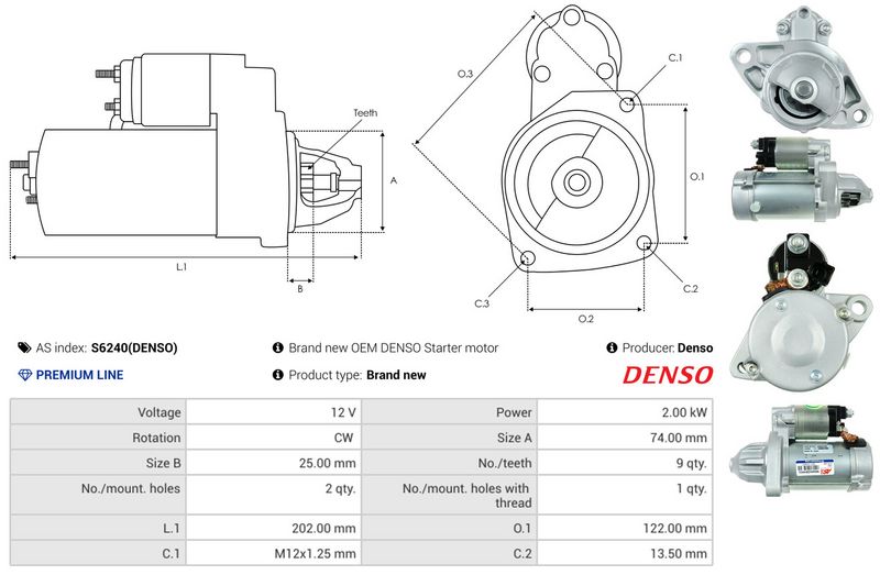 AS-PL S6240(DENSO) Starter