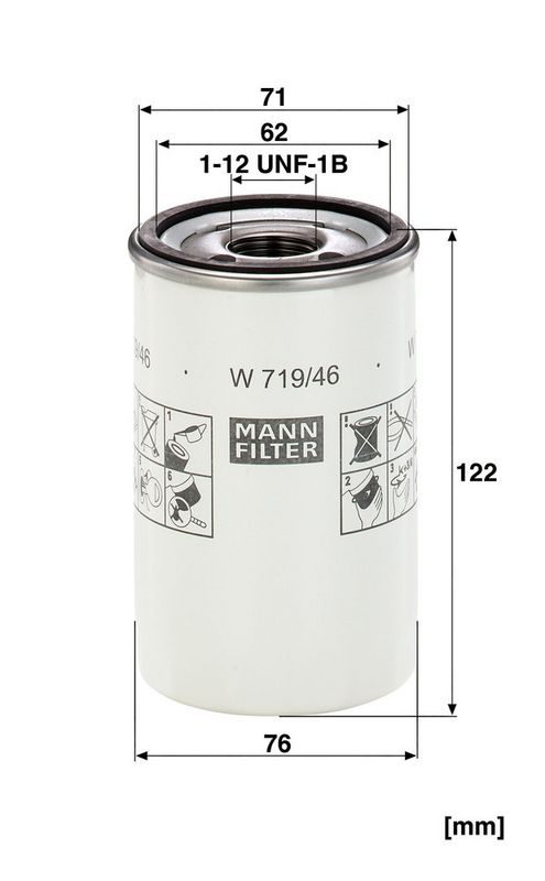 Oliefilter (geschroefd) past: FENDT 2 D FARMER, 200 K FARMER, 200 S FARMER, 200 SA FARMER, 200 V FARMER, 200 VA FARMER, 201 S FARMER, 201 SA FARMER, 203 K FARMER, 203 P FARMER, 203 PA FARMER