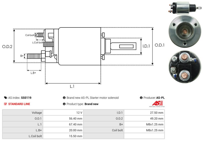 AS-PL SS0119 Solenoid Switch, starter
