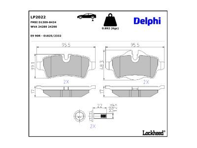 DELPHI LP2022 Brake Pad Set, disc brake