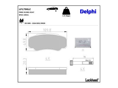 DELPHI LP1790LC - Stabdžių kaladėlių komplektas