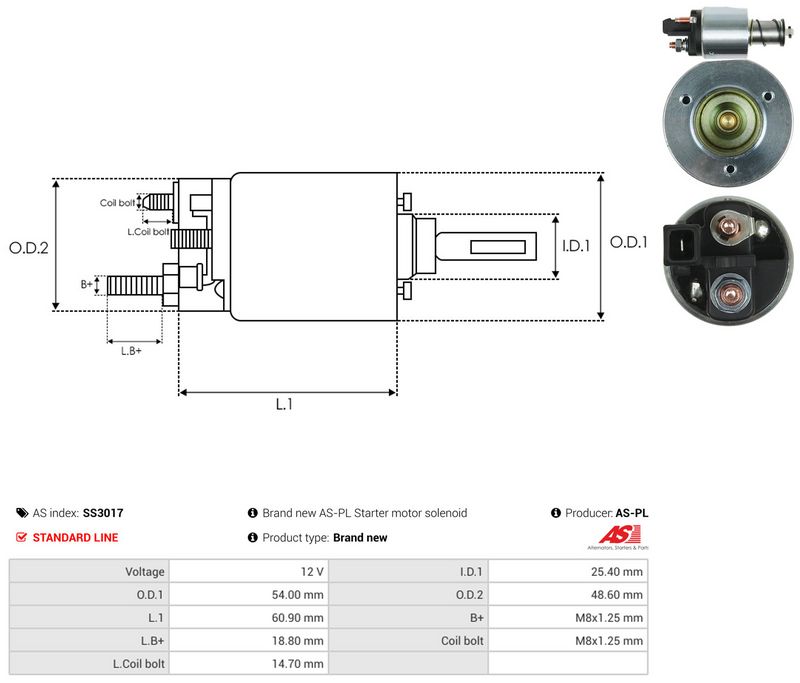 AS-PL SS3017 Solenoid Switch, starter