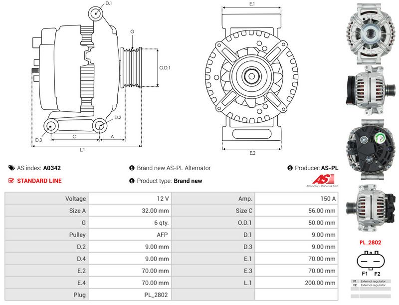 AS-PL A0342 Alternator