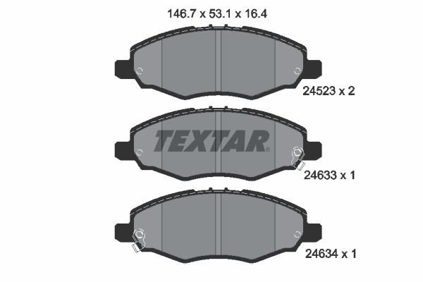 Комплект гальмівних накладок, дискове гальмо, Textar 2452301