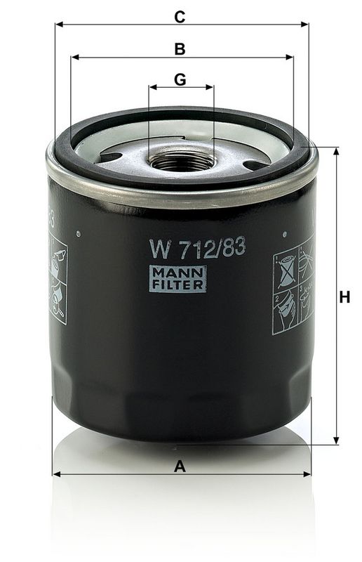 Õlifilter, MANN-FILTER W 712, 83