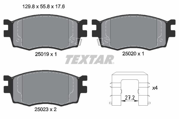 Комплект гальмівних накладок, дискове гальмо, Textar 2501901