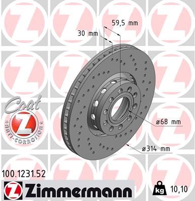 Гальмівний диск, Zimmermann 100.1231.52