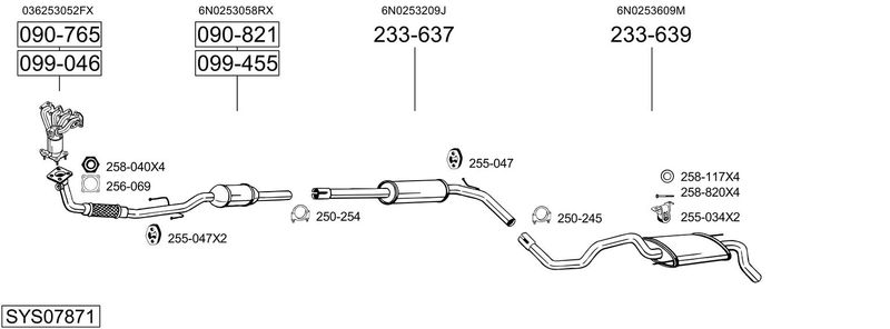 BOSAL kipufogórendszer SYS07871