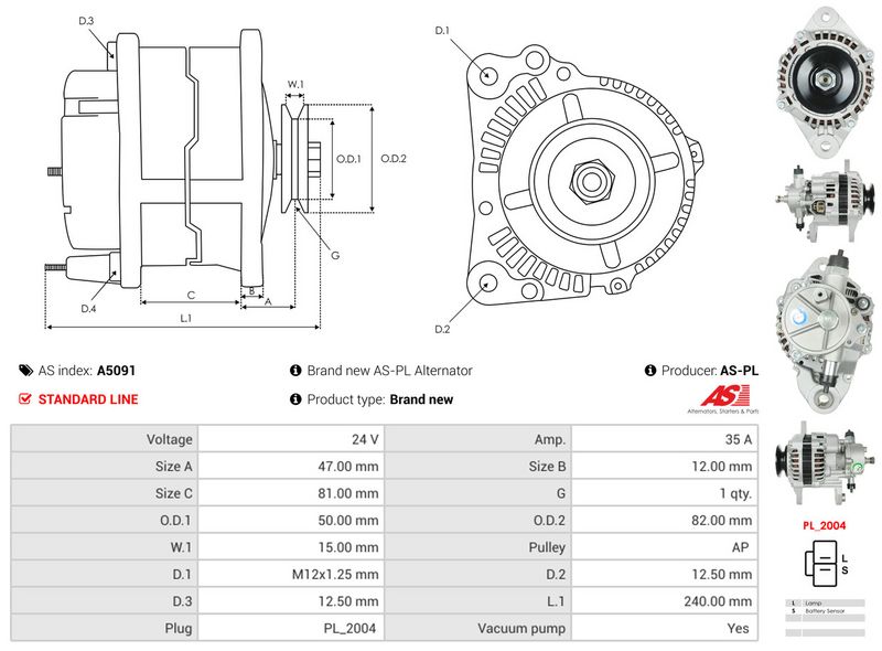 AS-PL A5091 Alternator