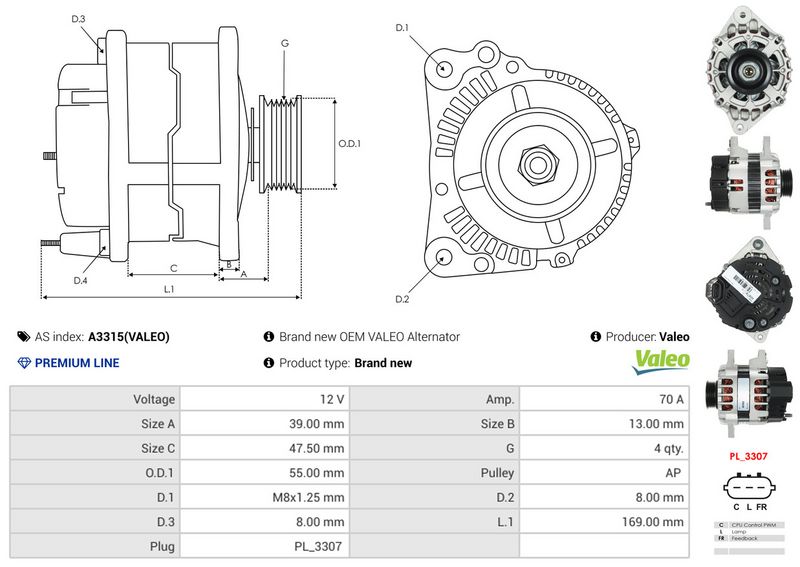 AS-PL A3315(VALEO) Alternator