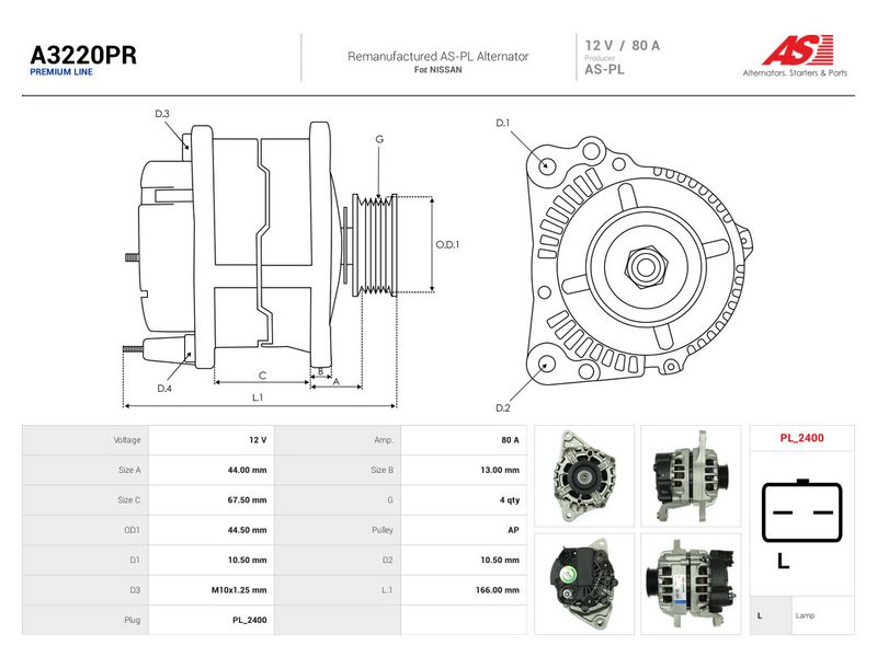 Generaator, AS-PL A3220PR