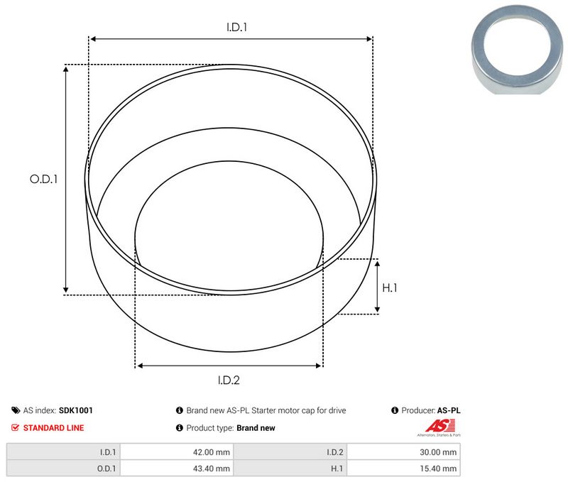 Remondikomplekt, Starter, AS-PL SDK1001