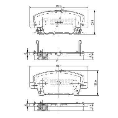 Комплект гальмівних накладок, дискове гальмо, Nipparts J3604065