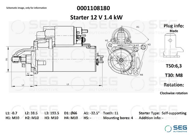 SEG Automotive 0001108180 Starter