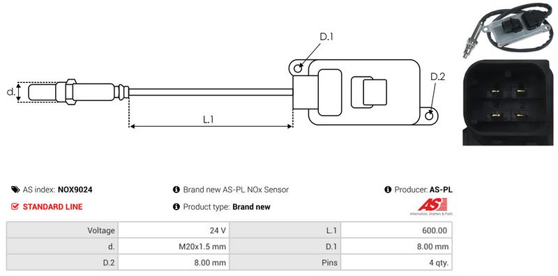AS-PL NOX9024 NOx Sensor, urea injection