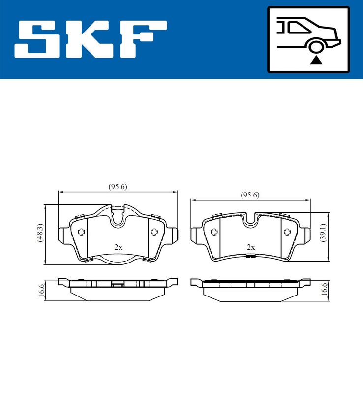 Комплект гальмівних накладок, дискове гальмо, Skf VKBP90068