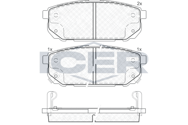 Комплект гальмівних накладок, дискове гальмо, Icer 181720