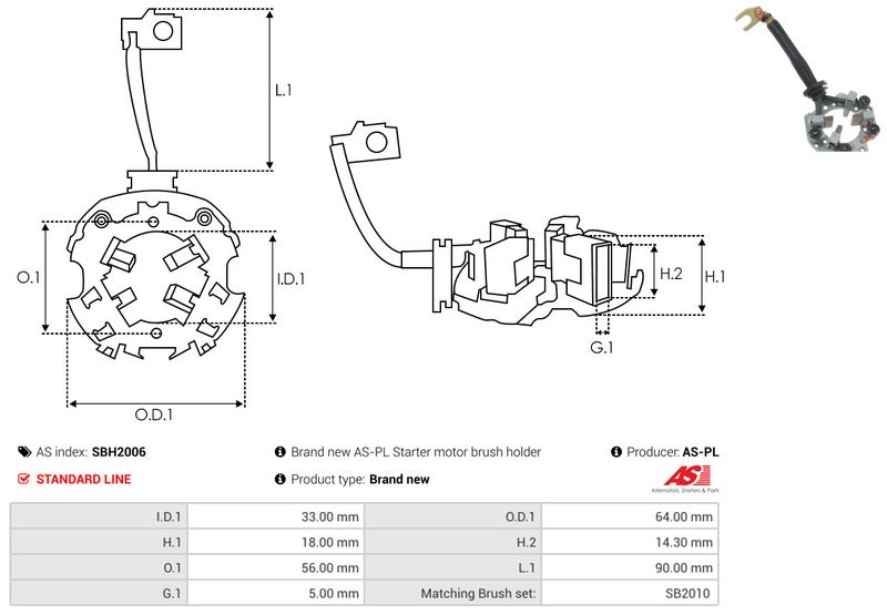 AS-PL SBH2006 Holder, carbon brushes
