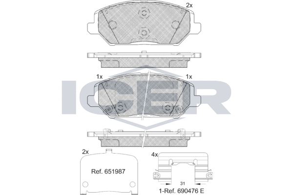 Колодки тормозные (передние) на Ceed, I30, Ioniq