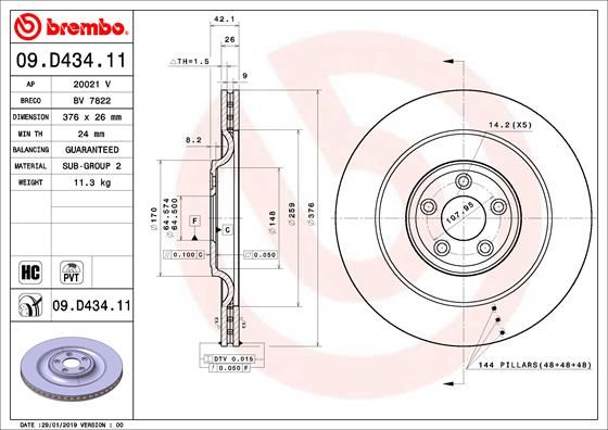 BREMBO Remschijf 09.D434.11