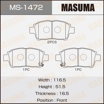 Комплект гальмівних колодок, Masuma MS-1472