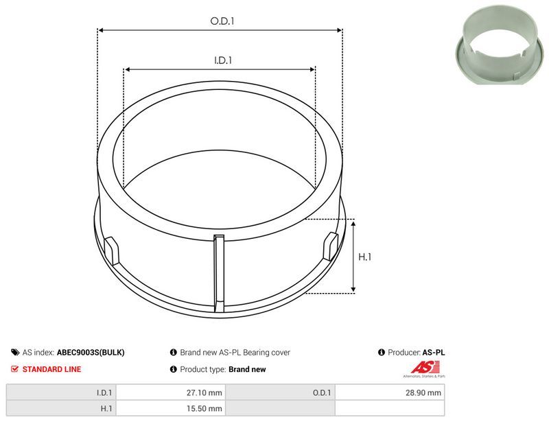 AS-PL ABEC9003S(BULK) Protective Cap, alternator