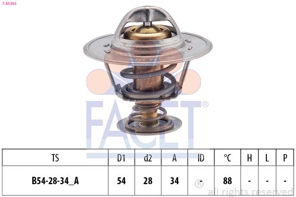 FACET termosztát, hűtőfolyadék 7.8536S