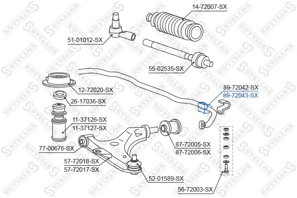 STELLOX 89-72043-SX Mounting, stabiliser bar