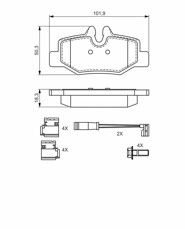 Piduriklotsi komplekt, ketaspidur, BOSCH 0 986 494 603