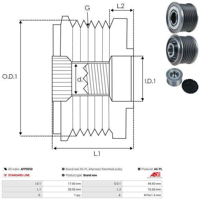 AS-PL AFP0050 Alternator Freewheel Clutch