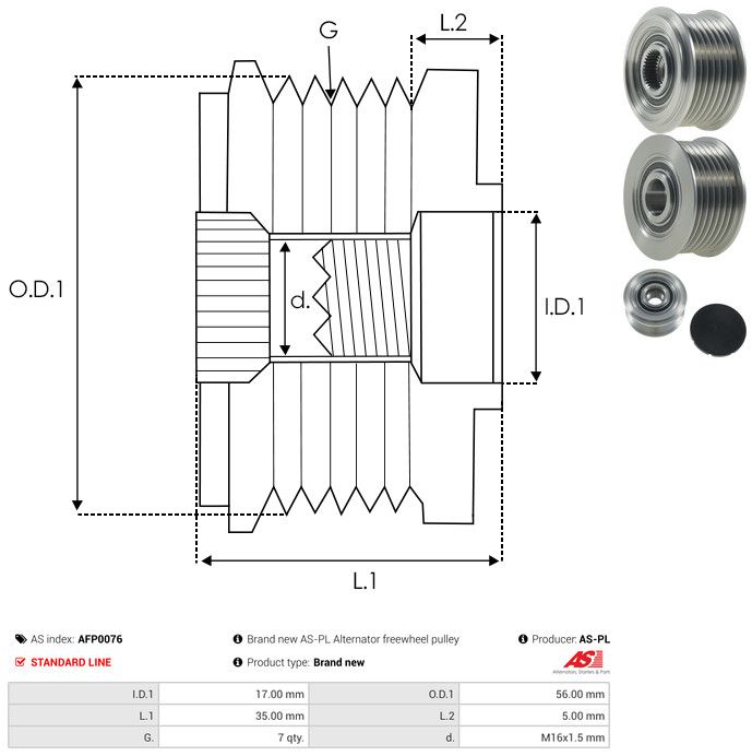 AS-PL AFP0076 Alternator Freewheel Clutch