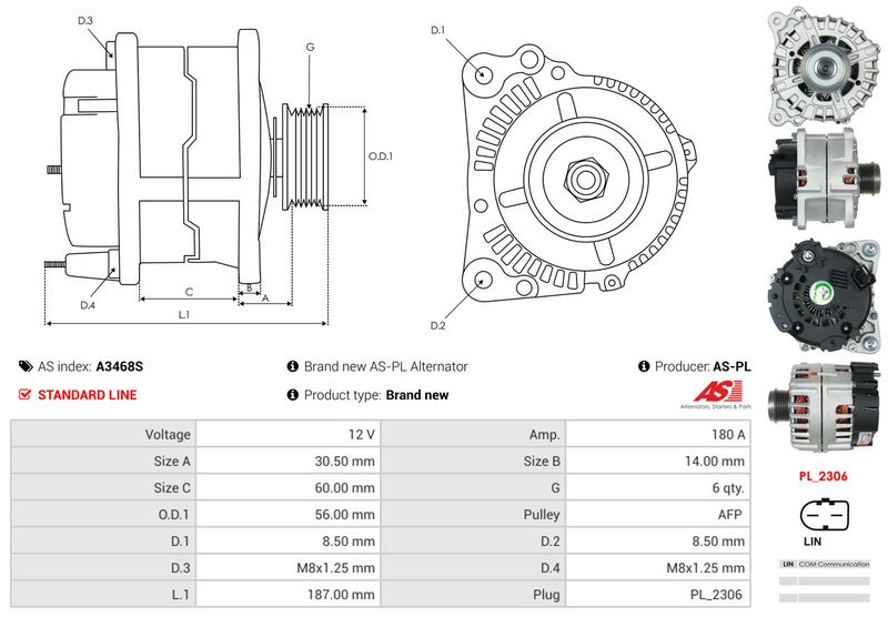 AS-PL A3468S Alternator