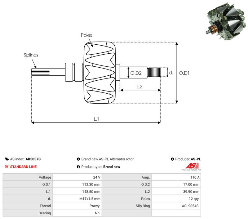 AS-PL AR5037S Rotor, alternator