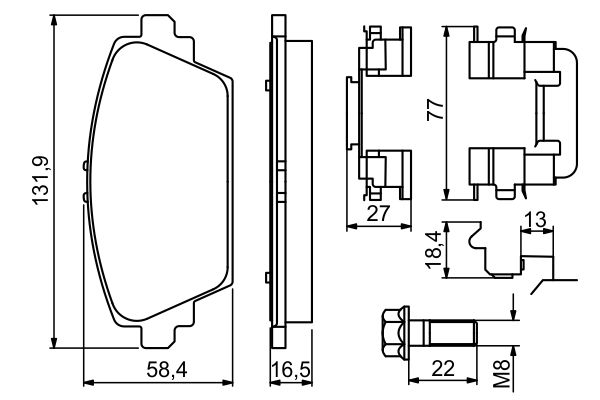 BOSCH 0 986 494 629 Brake Pad Set, disc brake