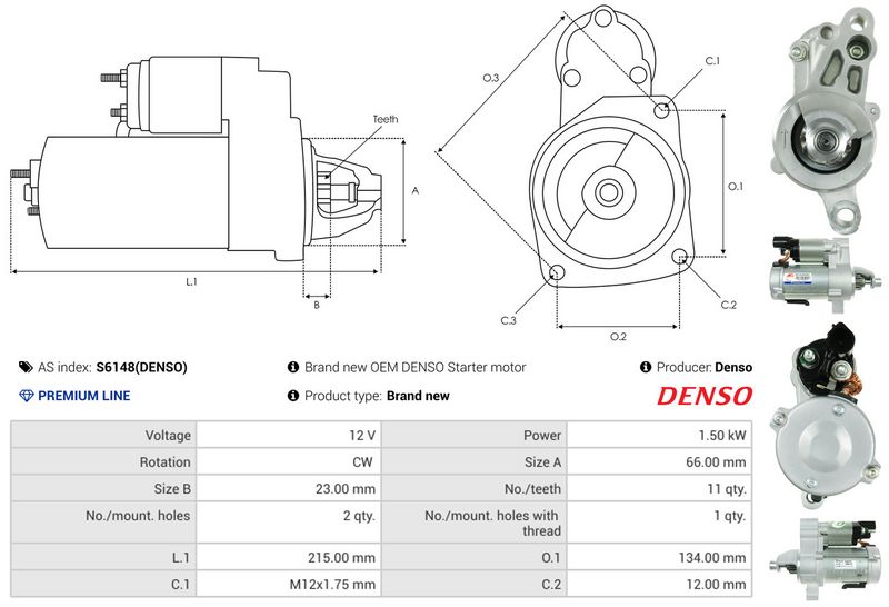 AS-PL S6148(DENSO) Starter
