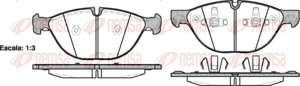 Комплект гальмівних накладок, дискове гальмо, Remsa 1298.00