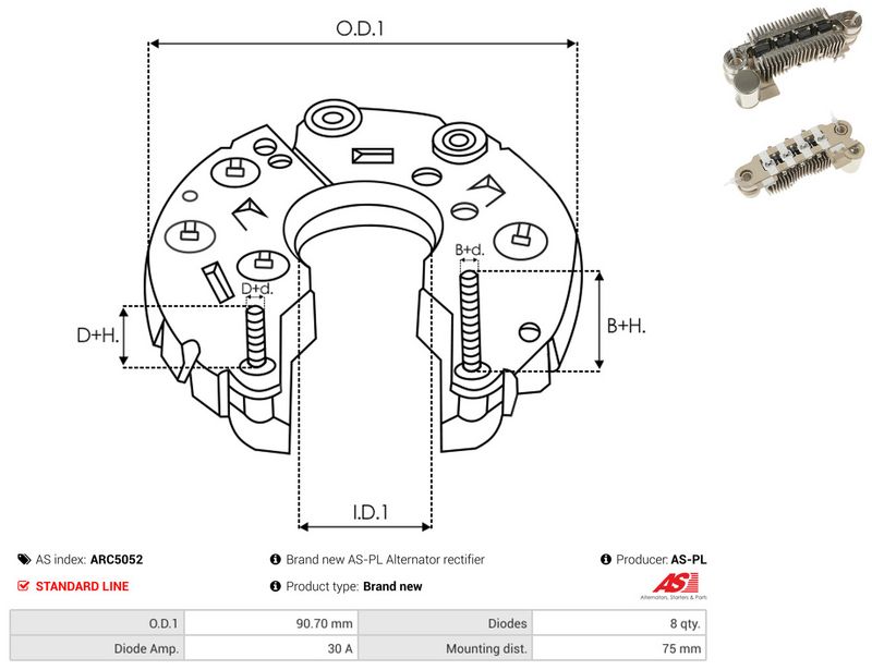 AS-PL ARC5052 Rectifier, alternator