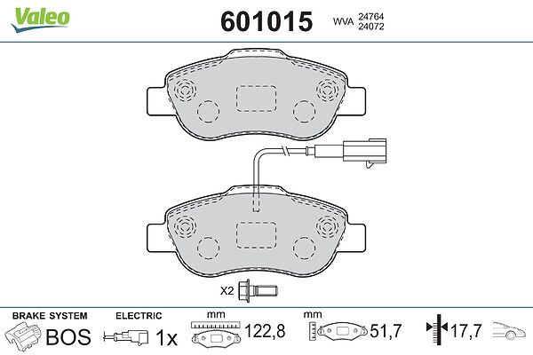 комплект спирачно феродо, дискови спирачки VALEO