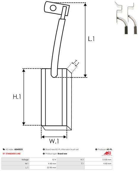 AS-PL AB4002S Carbon Brush, alternator
