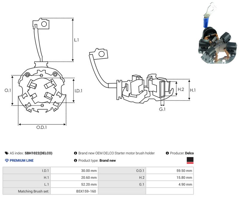 AS-PL SBH1022(DELCO) Holder, carbon brushes