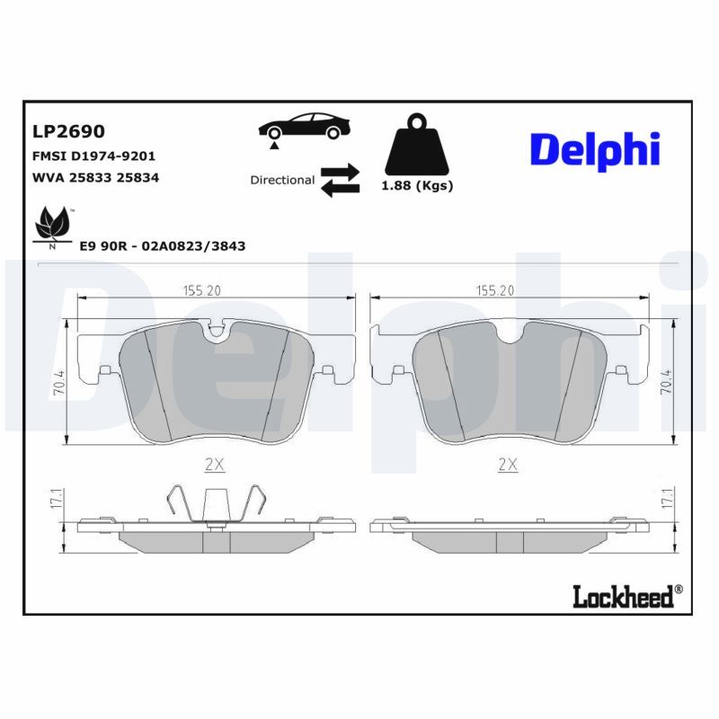 Piduriklotsi komplekt, ketaspidur, DELPHI LP2690