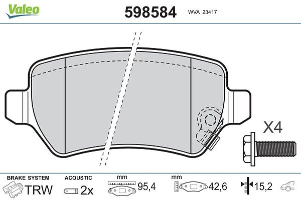 комплект спирачно феродо, дискови спирачки VALEO