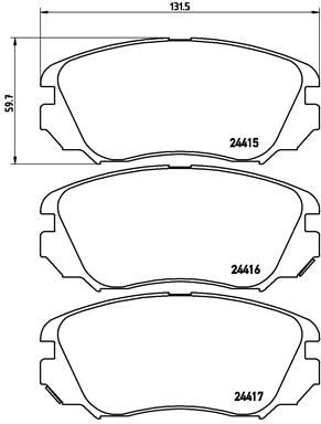 Комплект гальмівних накладок, дискове гальмо, Brembo P59054X