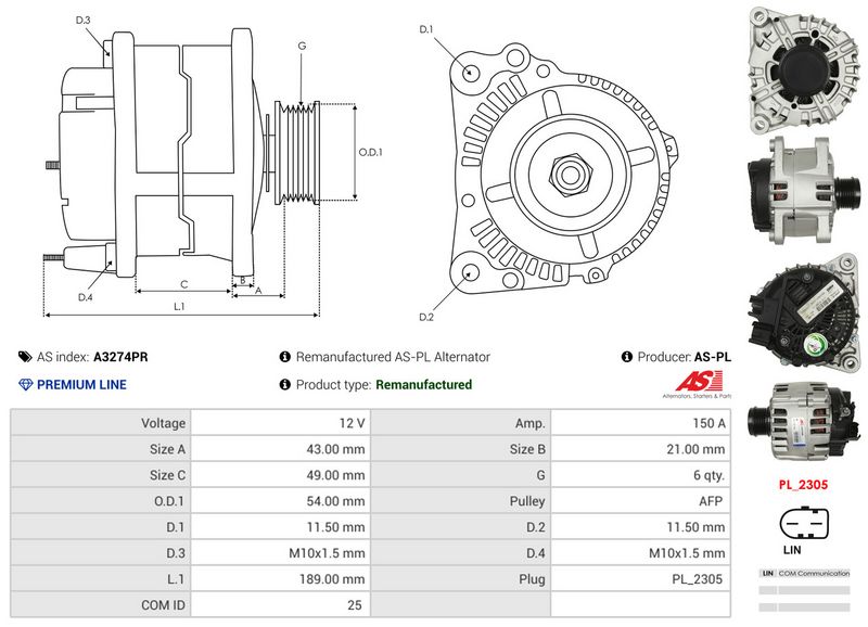 AS-PL A3274PR Alternator