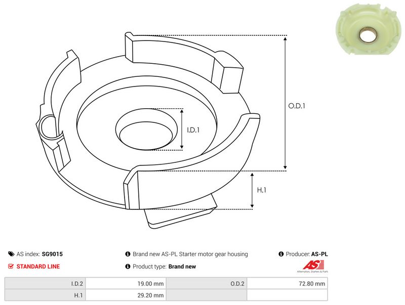 Remondikomplekt, Starter, AS-PL SG9015