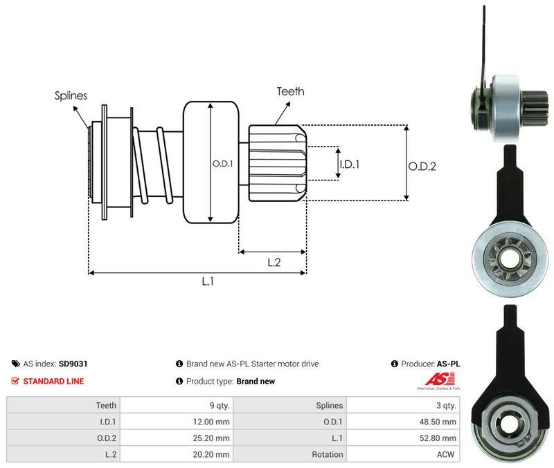 AS-PL SD9031 Freewheel Gear, starter
